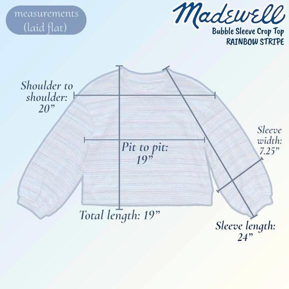 Madewell Space Dye Stripe Bubble Puff Sleeve Cropped Knit Sweater Women's Small - Picture 8 of 10